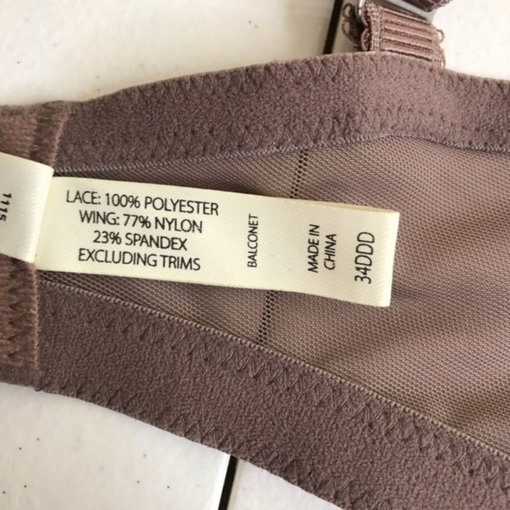 Soma Sensuous Lace Balconet Lined Underwire Bra Taupe Black Womens Size 34DDD - Picture 10 of 12